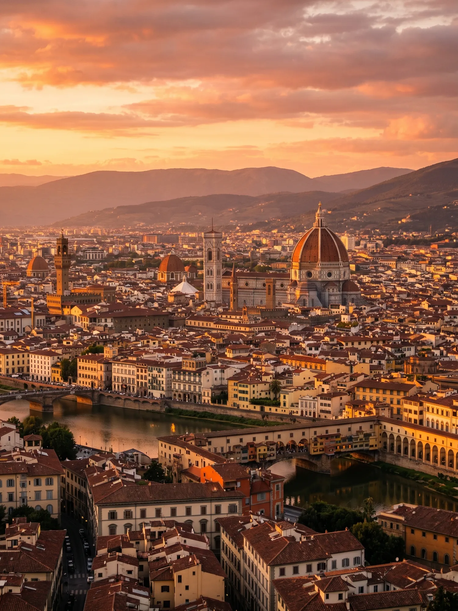 Image of Panoramic Cityscape View Of Florence At Sunset