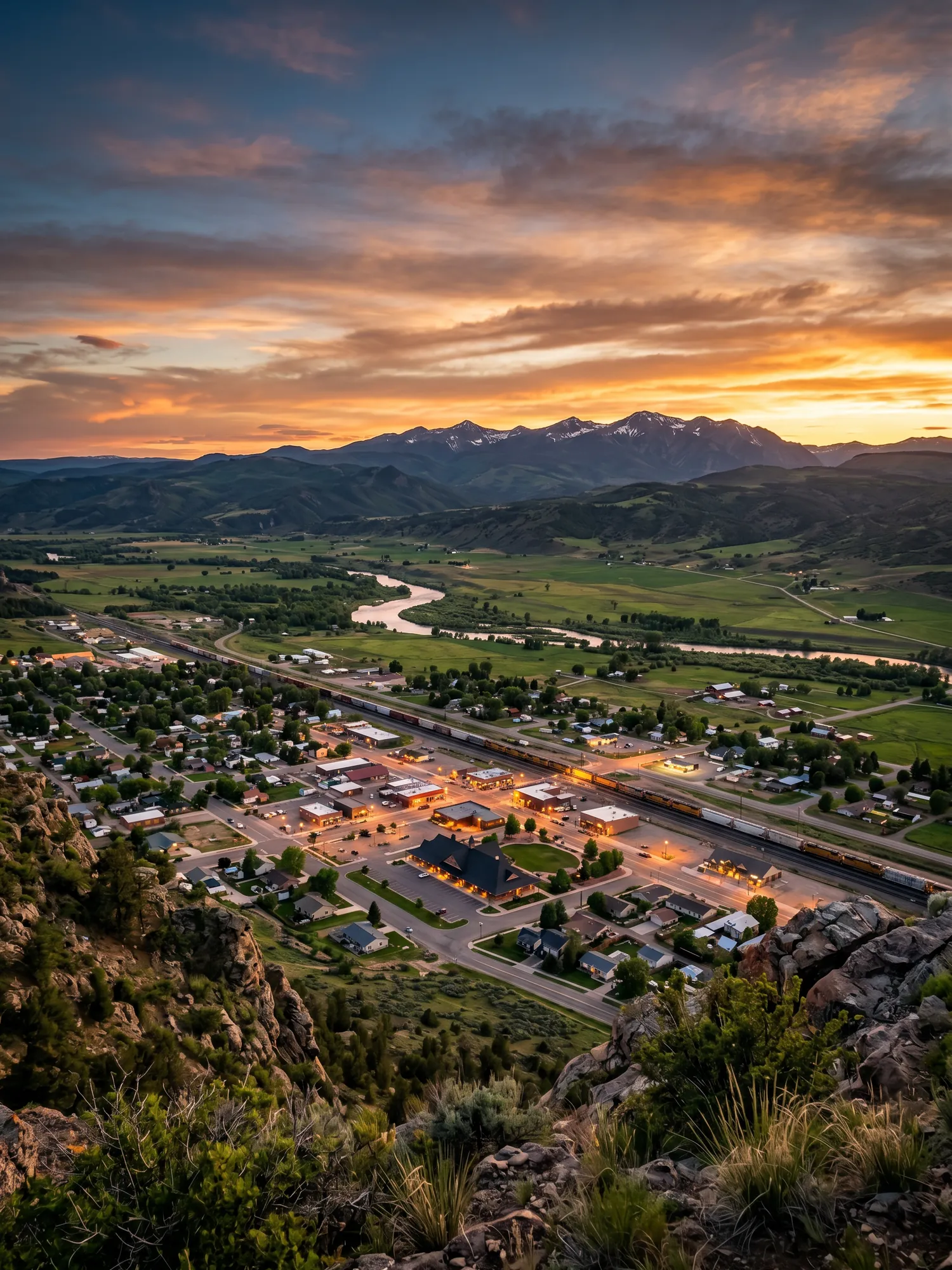 Image of Panoramic Cityscape View Of Hayden At Sunset