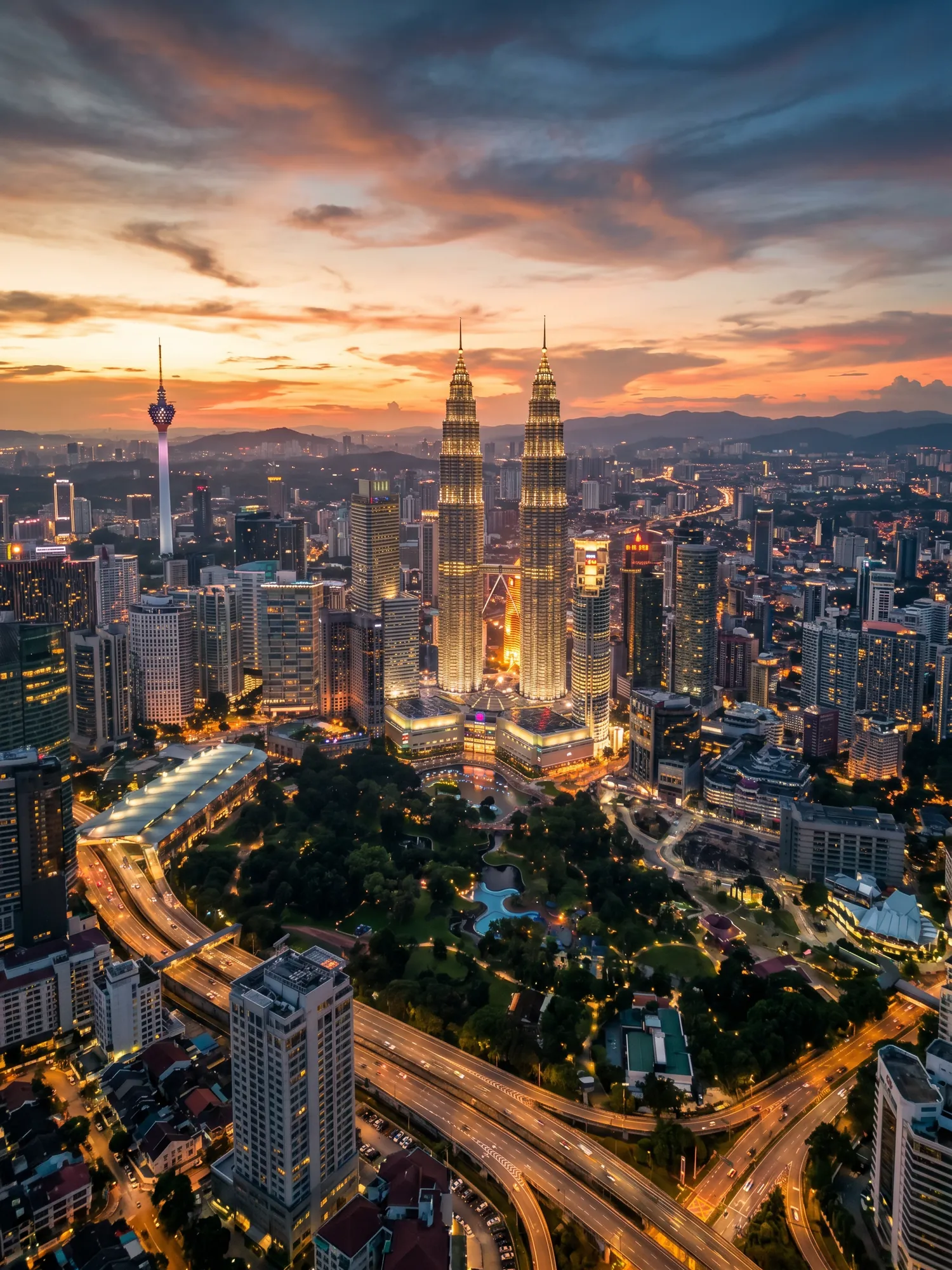 Image of Panoramic Cityscape View Of Kuala Lumpur At Sunset