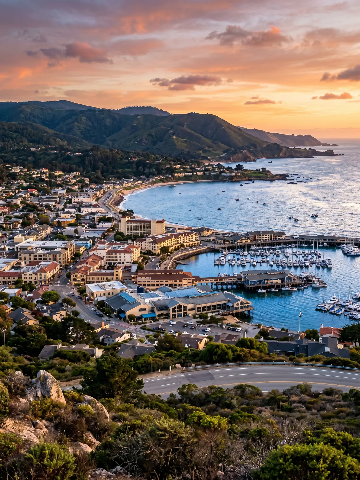 Image of Panoramic Cityscape View Of Monterey At Sunset