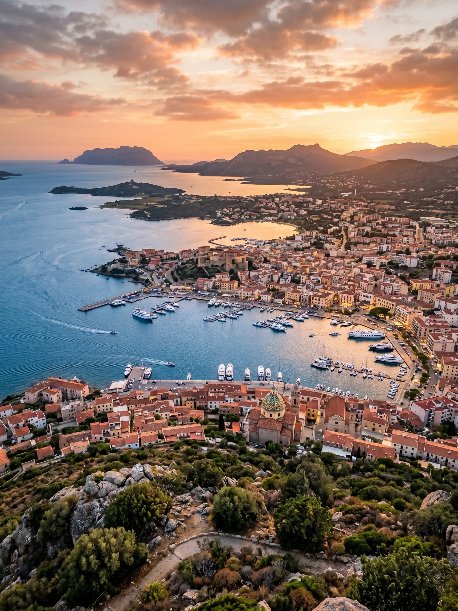 Image of Panoramic Cityscape View Of Olbia At Sunset