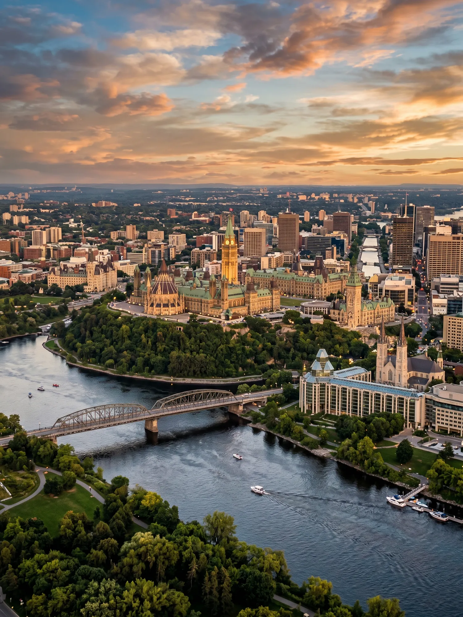 Image of Panoramic Cityscape View Of Ottawa At Sunset