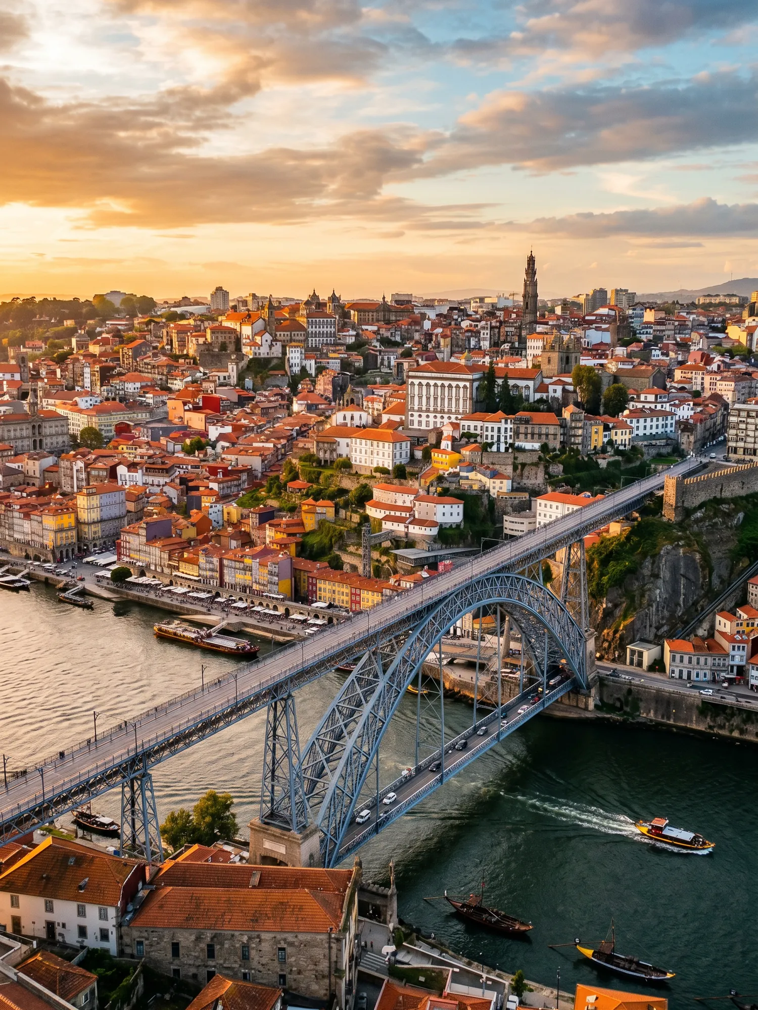 Image of Panoramic Cityscape View Of Porto At Sunset