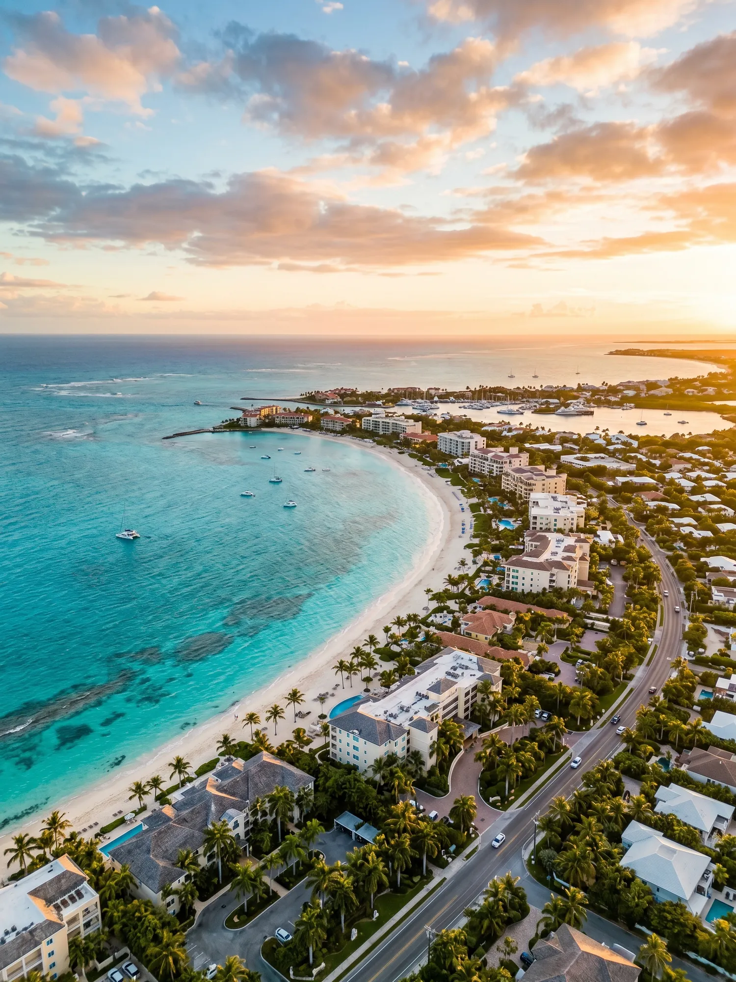 Image of Panoramic Cityscape View Of Turks And Caicos At Sunset