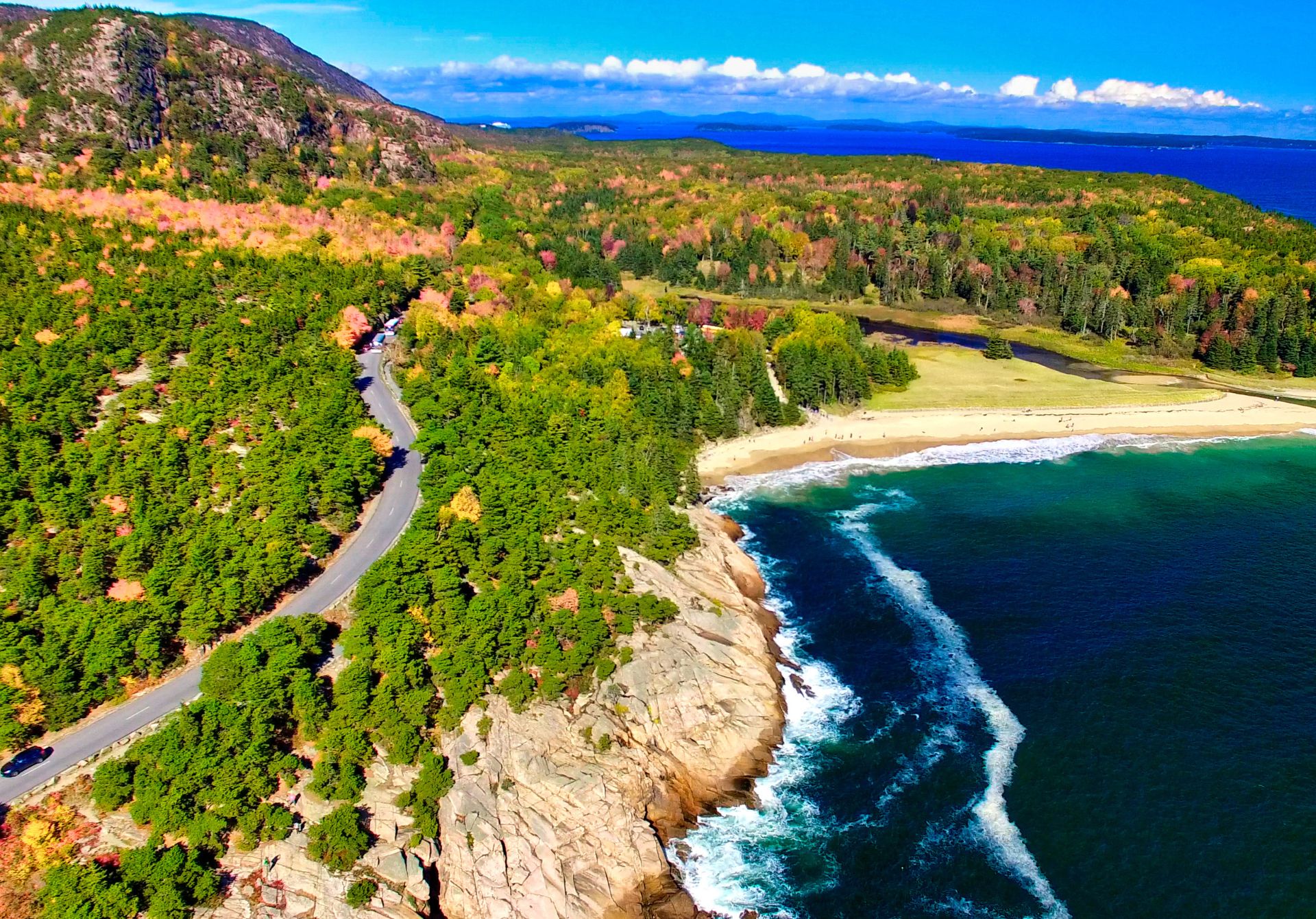 Image of Aerial View Of Acadia National Park In Foliage Season Maine
