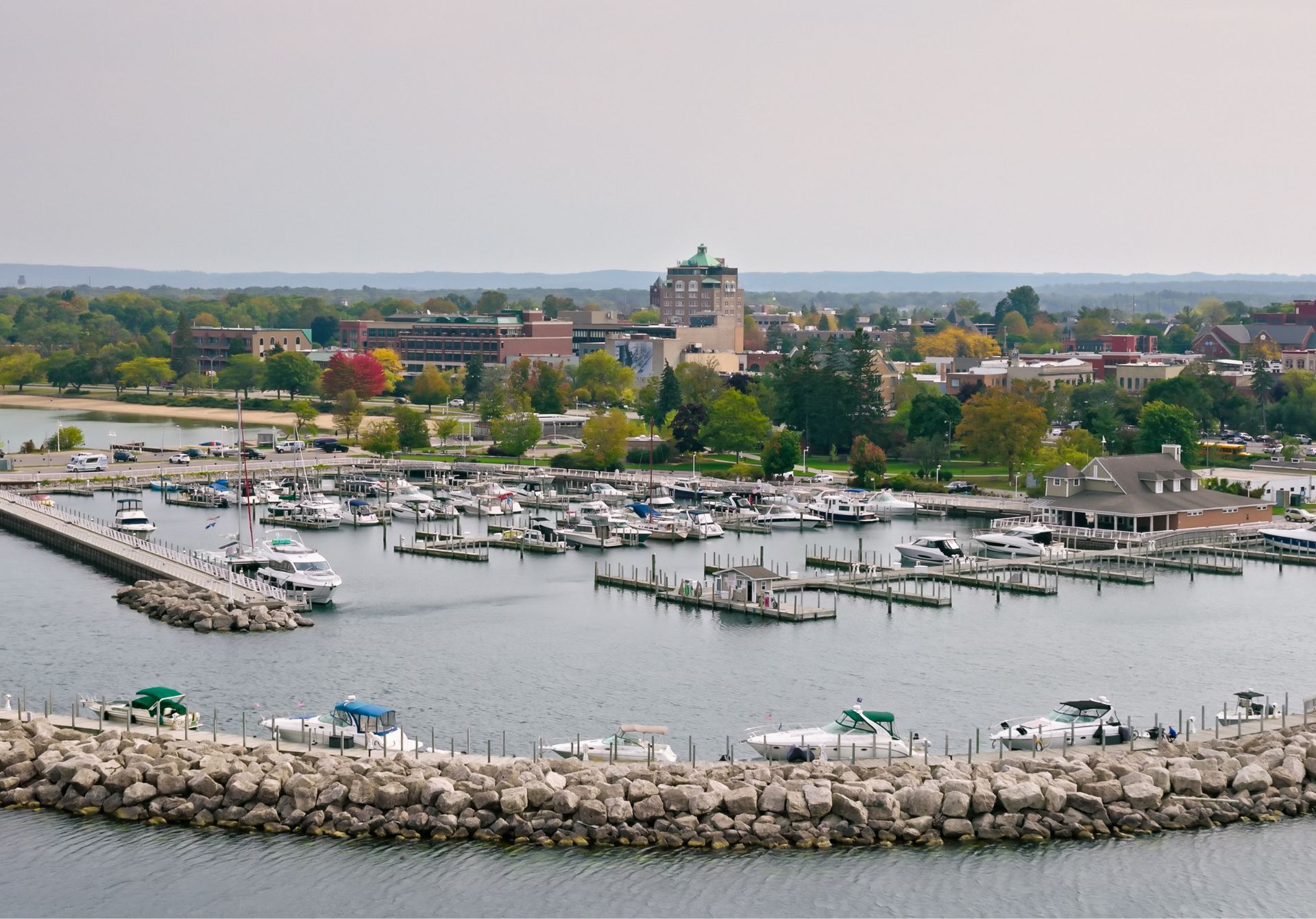 Image of Marina On Grand Traverse Bay Drone View