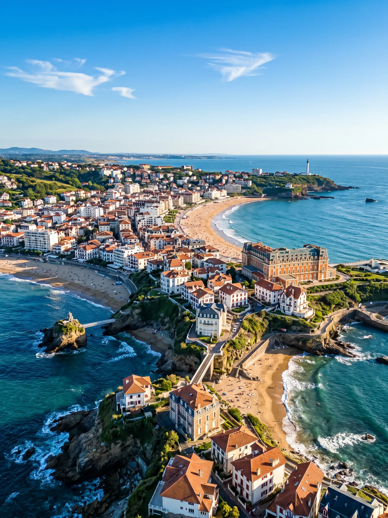 Image of Panoramic Cityscape View Of Biarritz In Bright Daylight