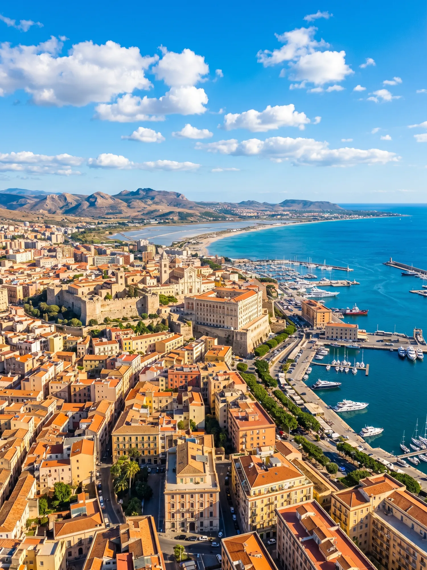 Image of Panoramic Cityscape View Of Cagliari At Sunset