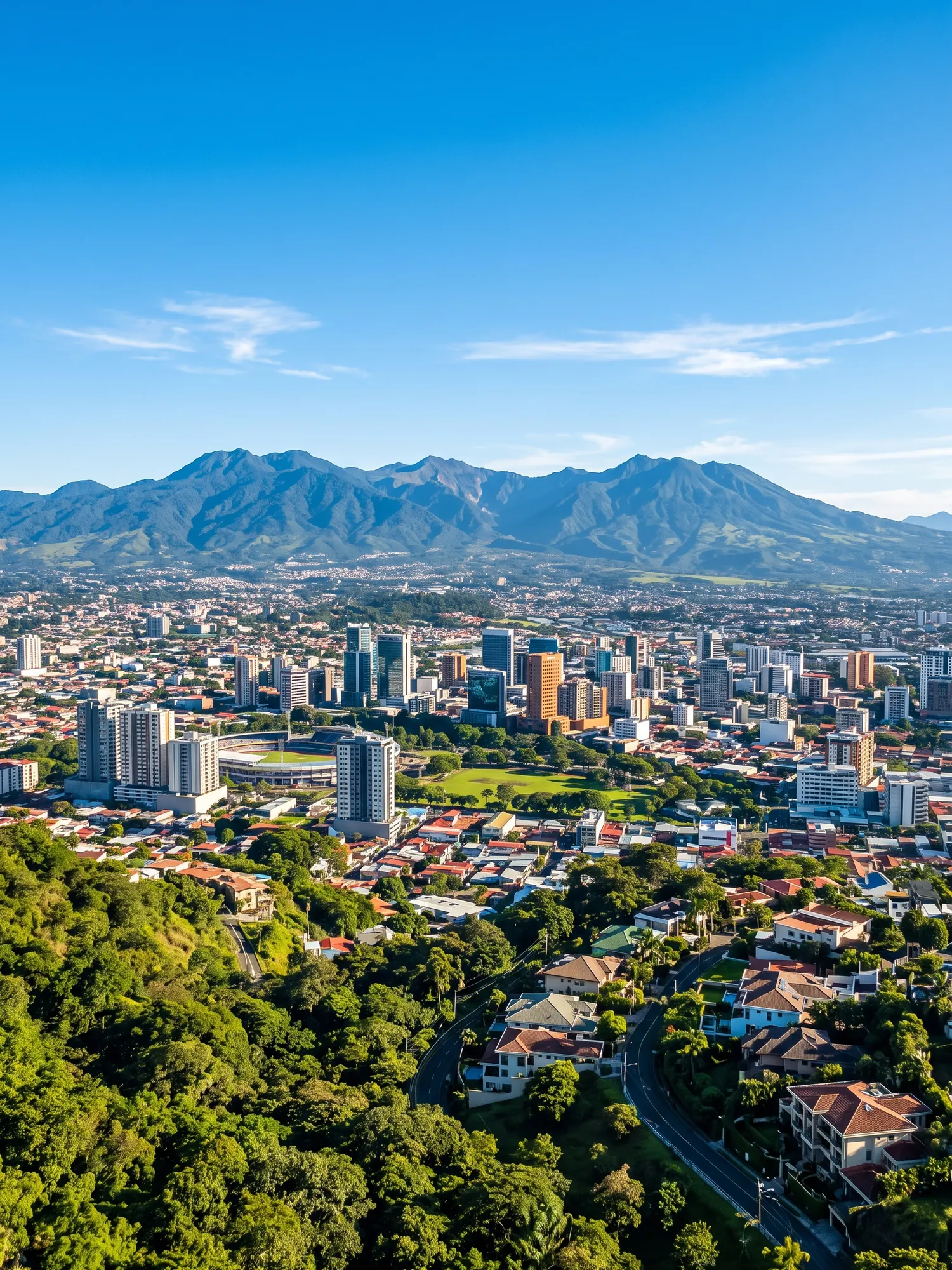 Image of Panoramic Cityscape View Of Costa Rica In Bright Daylight