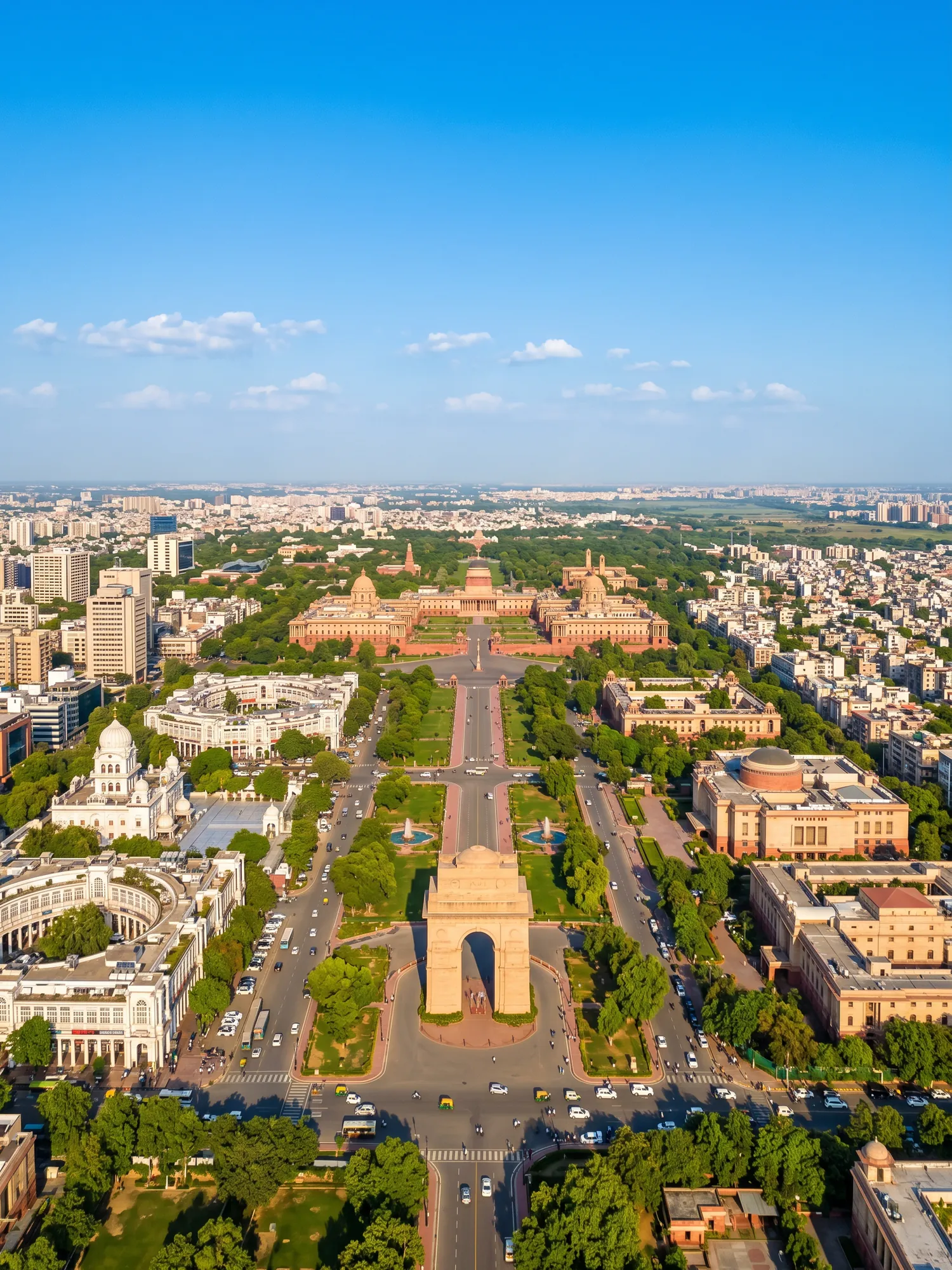 Image of Panoramic Cityscape View Of Delhi In Bright Daylight