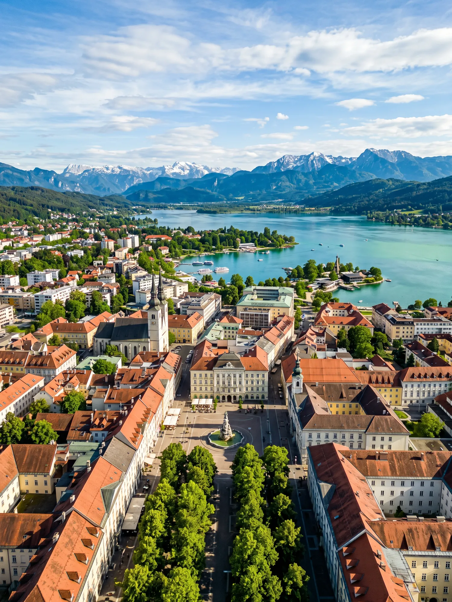 Image of Panoramic Cityscape View Of Klagenfurt In Bright Daylight