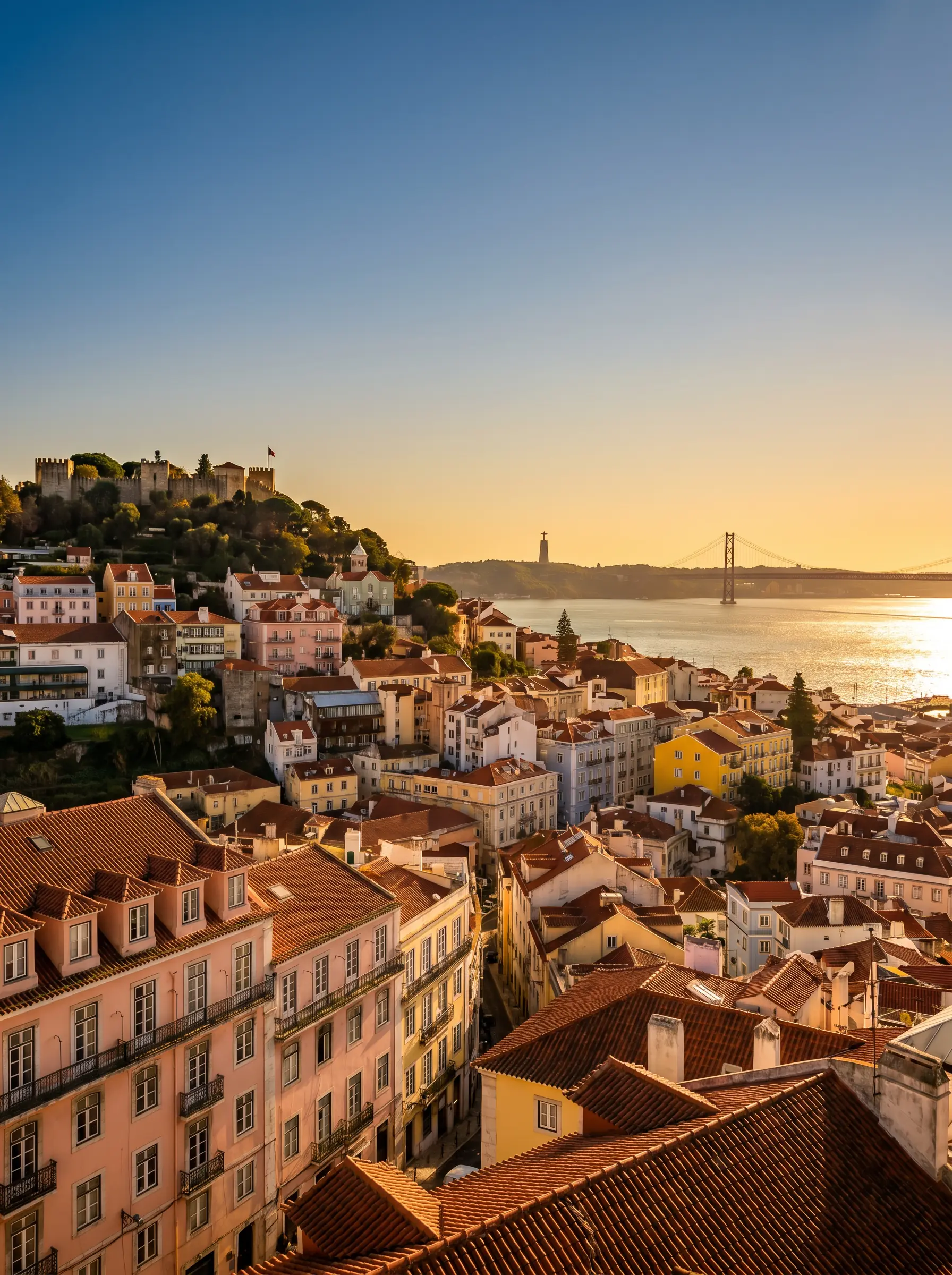 Image of Panoramic Cityscape View Of Lisbon At Sunset 1