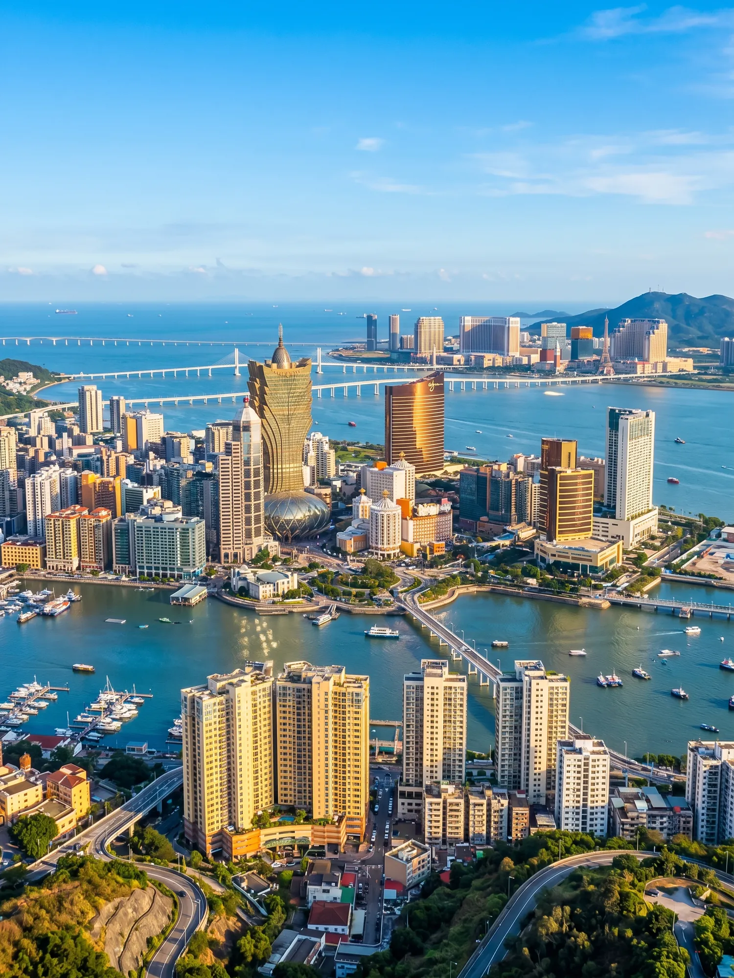 Image of Panoramic Cityscape View Of Macao At Sunset