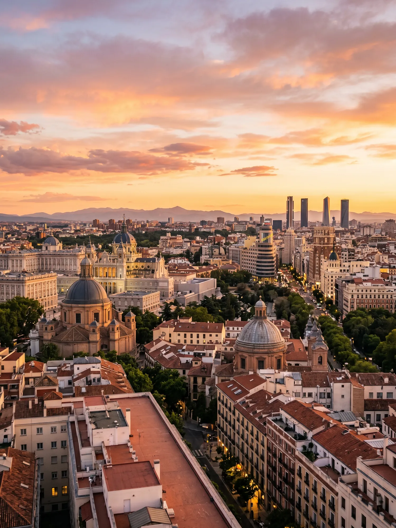 Image of Panoramic Cityscape View Of Madrid At Sunset