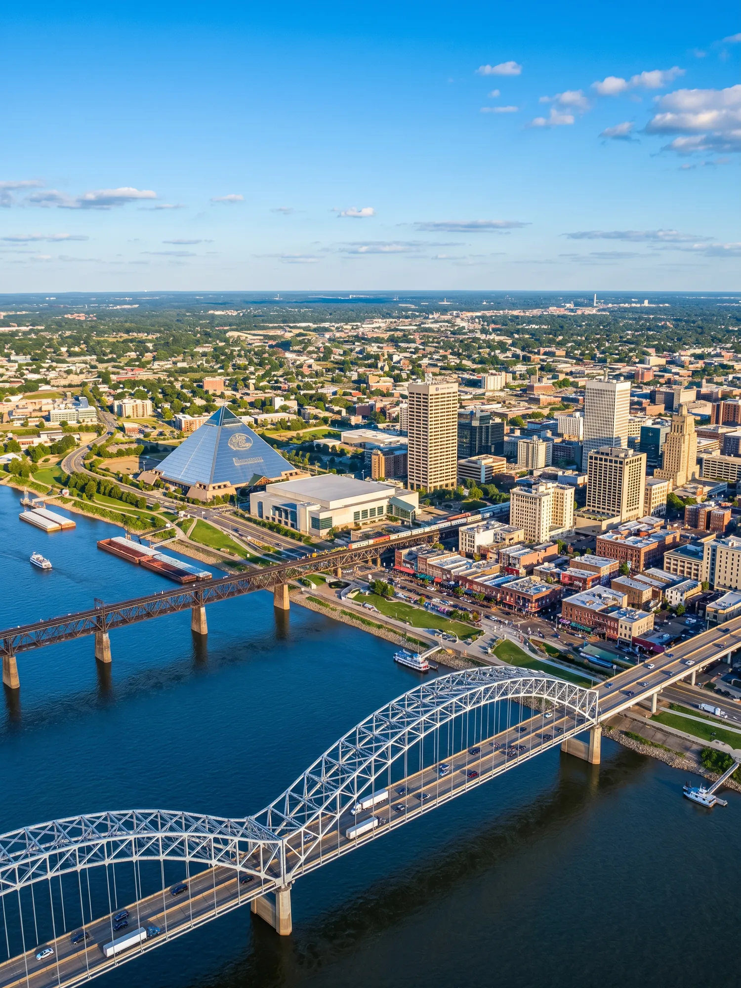 Image of Panoramic Cityscape View Of Memphis In Bright Daylight