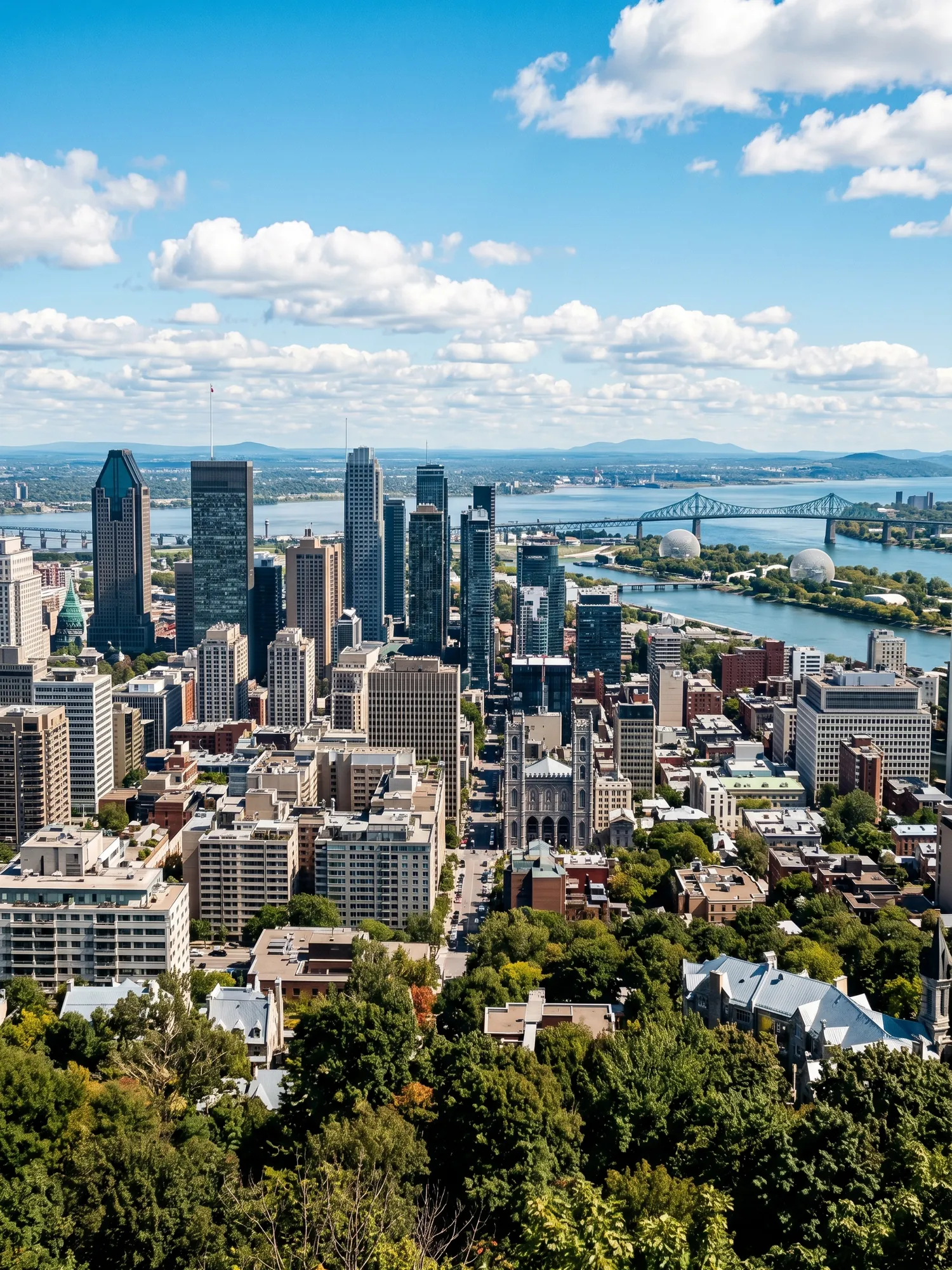 Image of Panoramic Cityscape View Of Montreal At Sunset