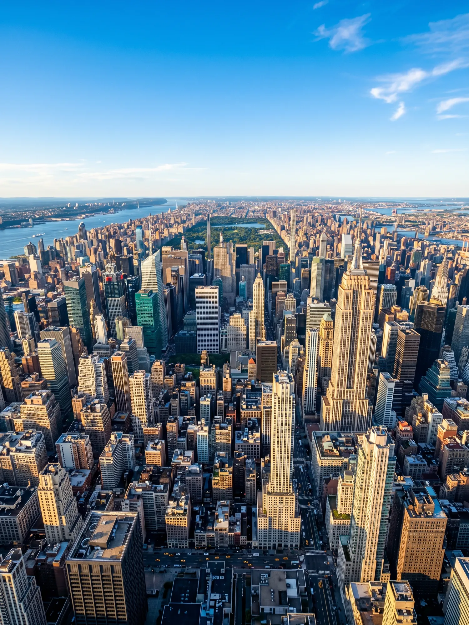 Image of Panoramic Cityscape View Of New York At Sunset