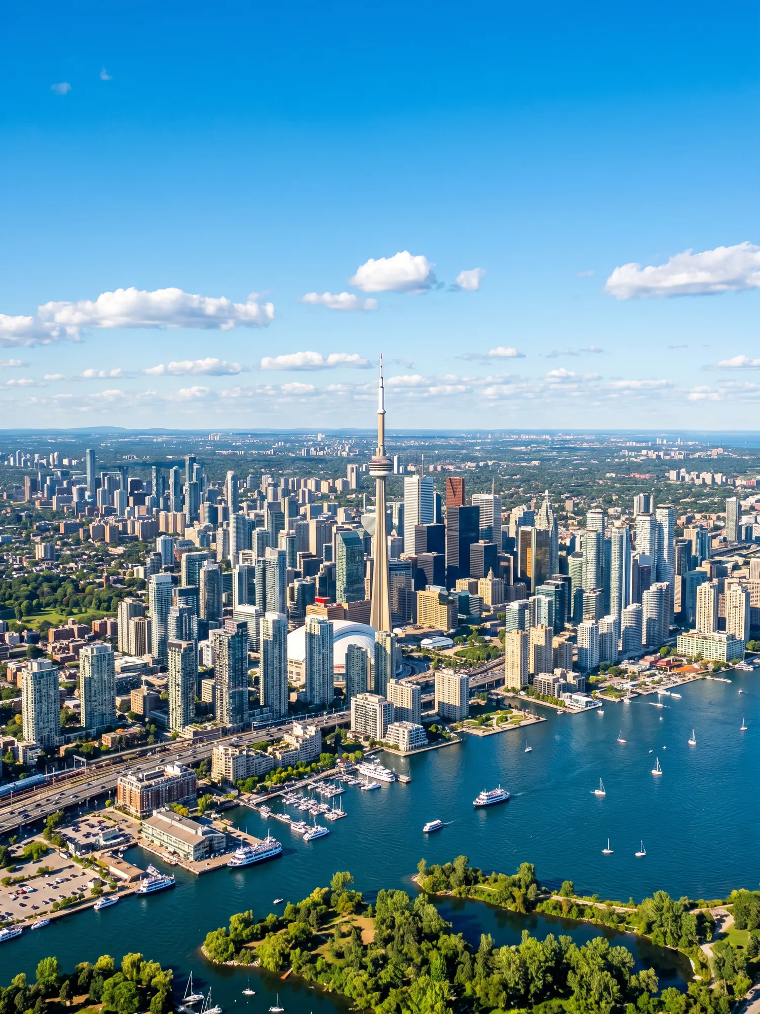 Image of Panoramic Cityscape View Of Ontario In Bright Daylight