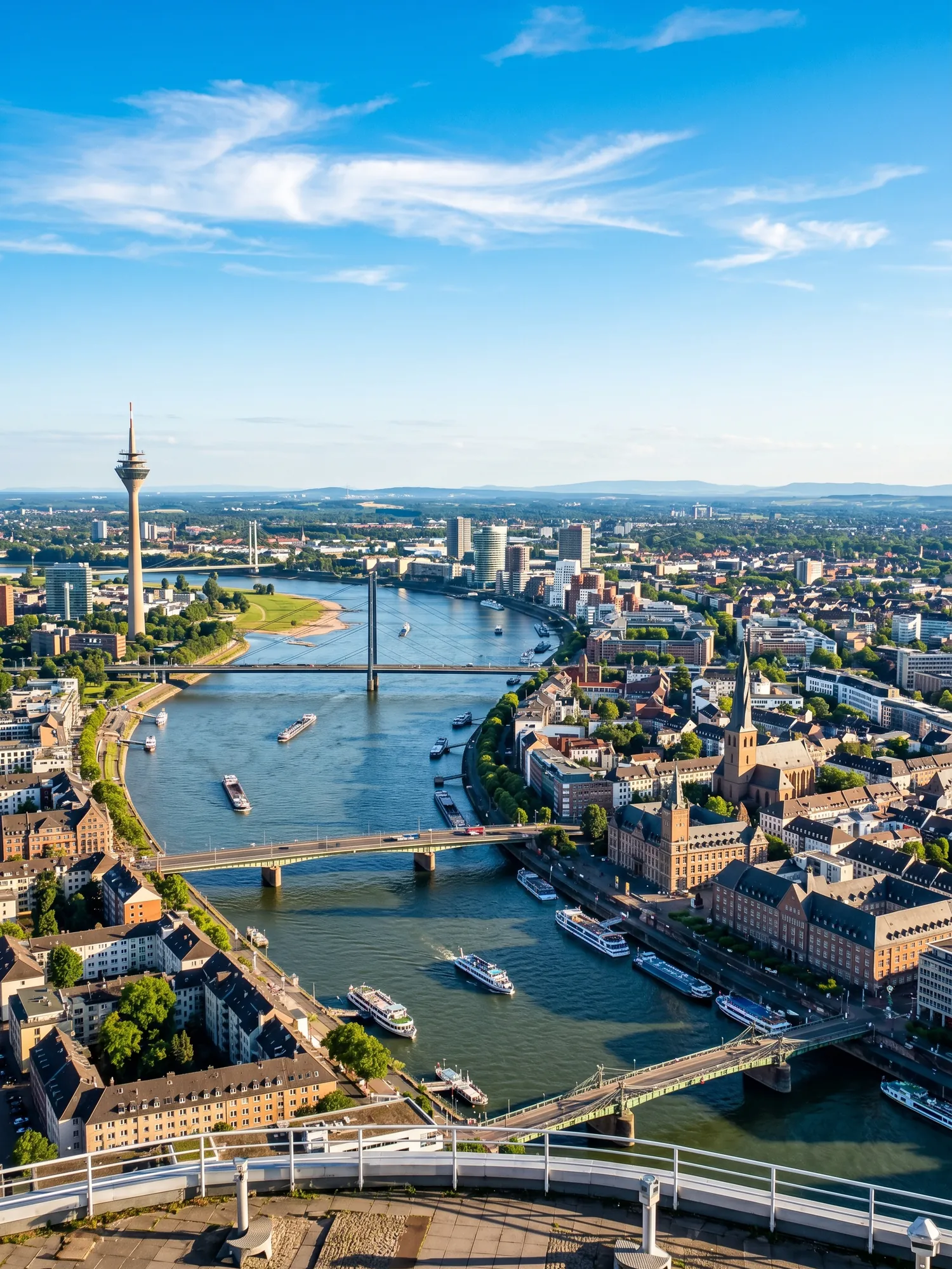 Image of Panoramic Cityscape View Of Rhineland At Sunset