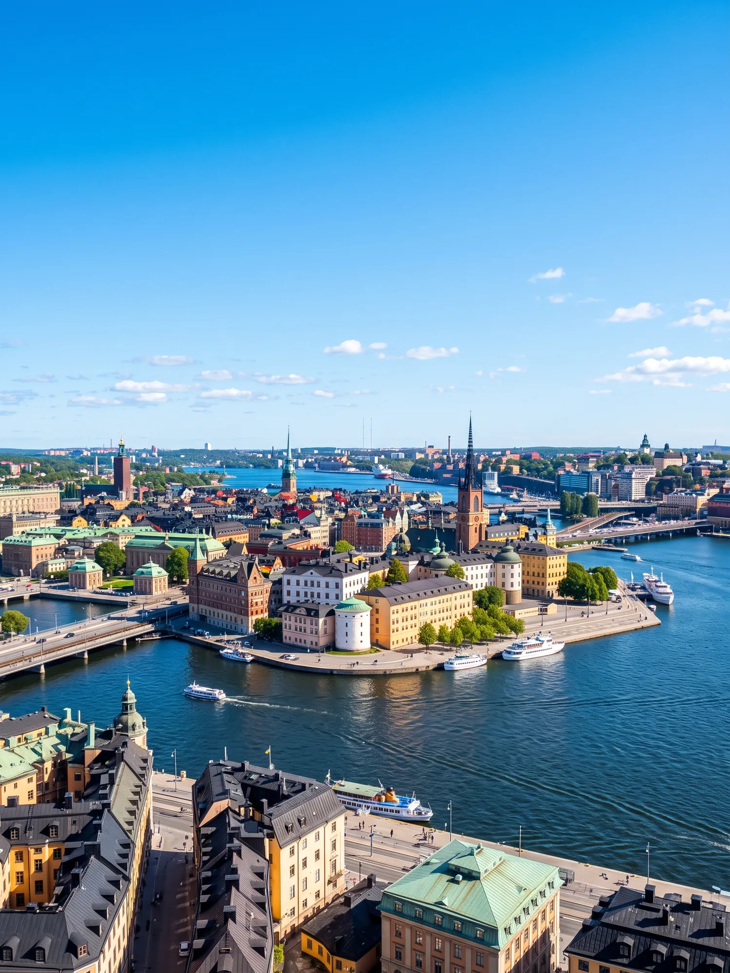 Image of Panoramic Cityscape View Of Stockholm In Bright Daylight
