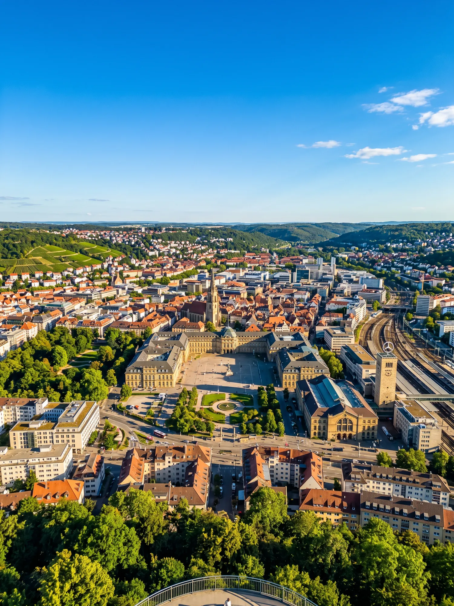 Image of Panoramic Cityscape View Of Stuttgart At Sunset