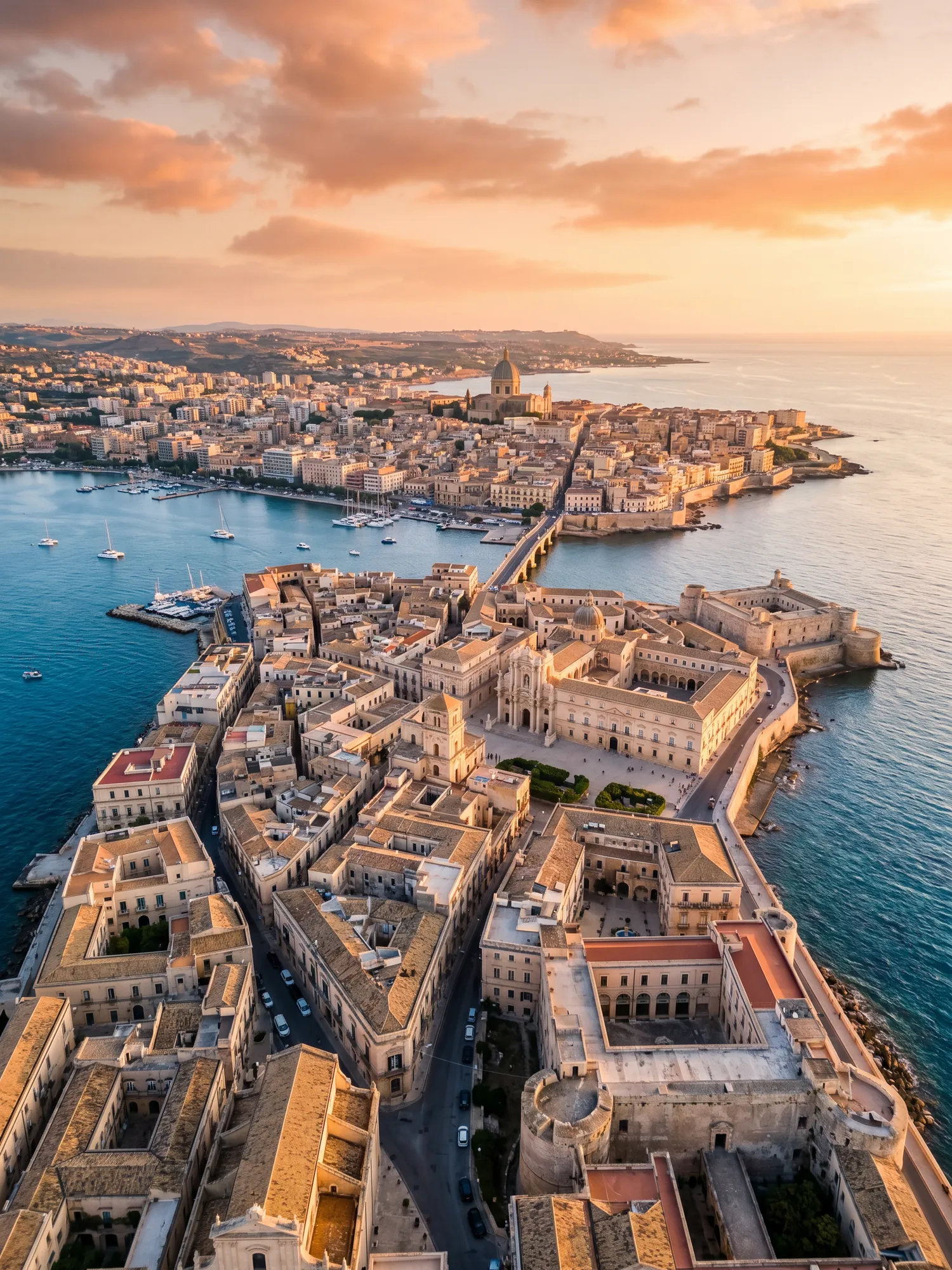 Image of Panoramic Cityscape View Of Syracuse At Sunset