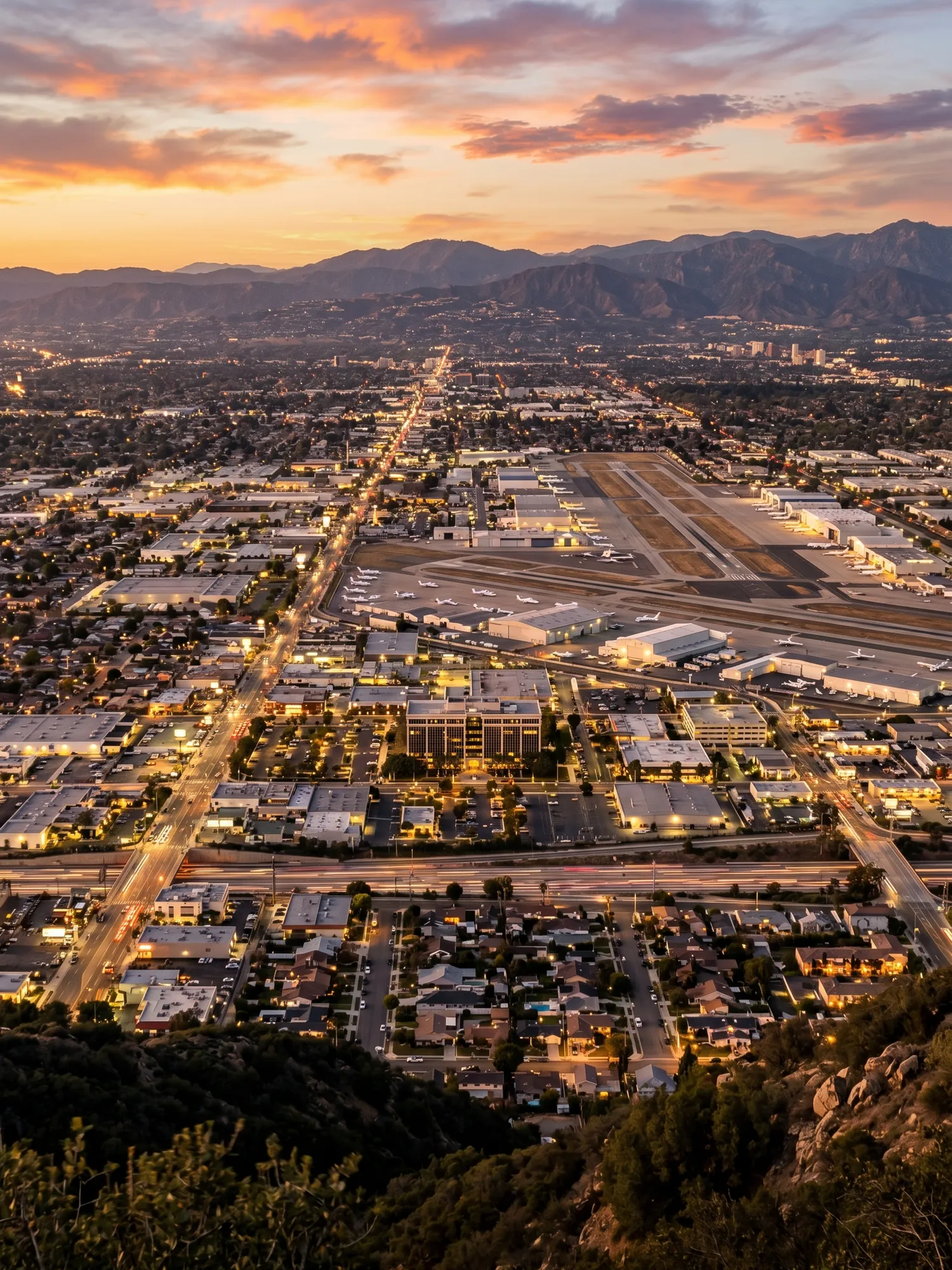 Image of Panoramic Cityscape View Of Van Nuys At Sunset
