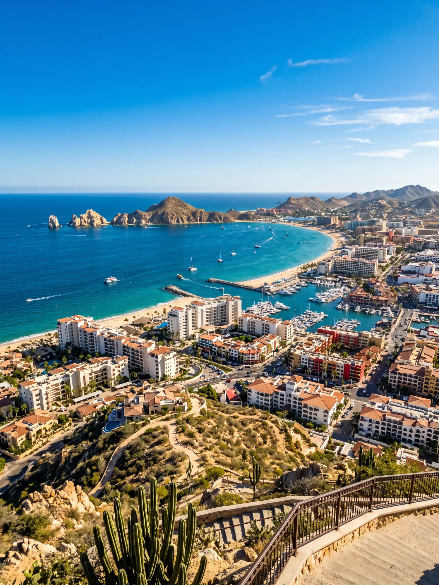 Image of Panoramic Cityscape View Of Cabo San Lucas In Bright Daylight