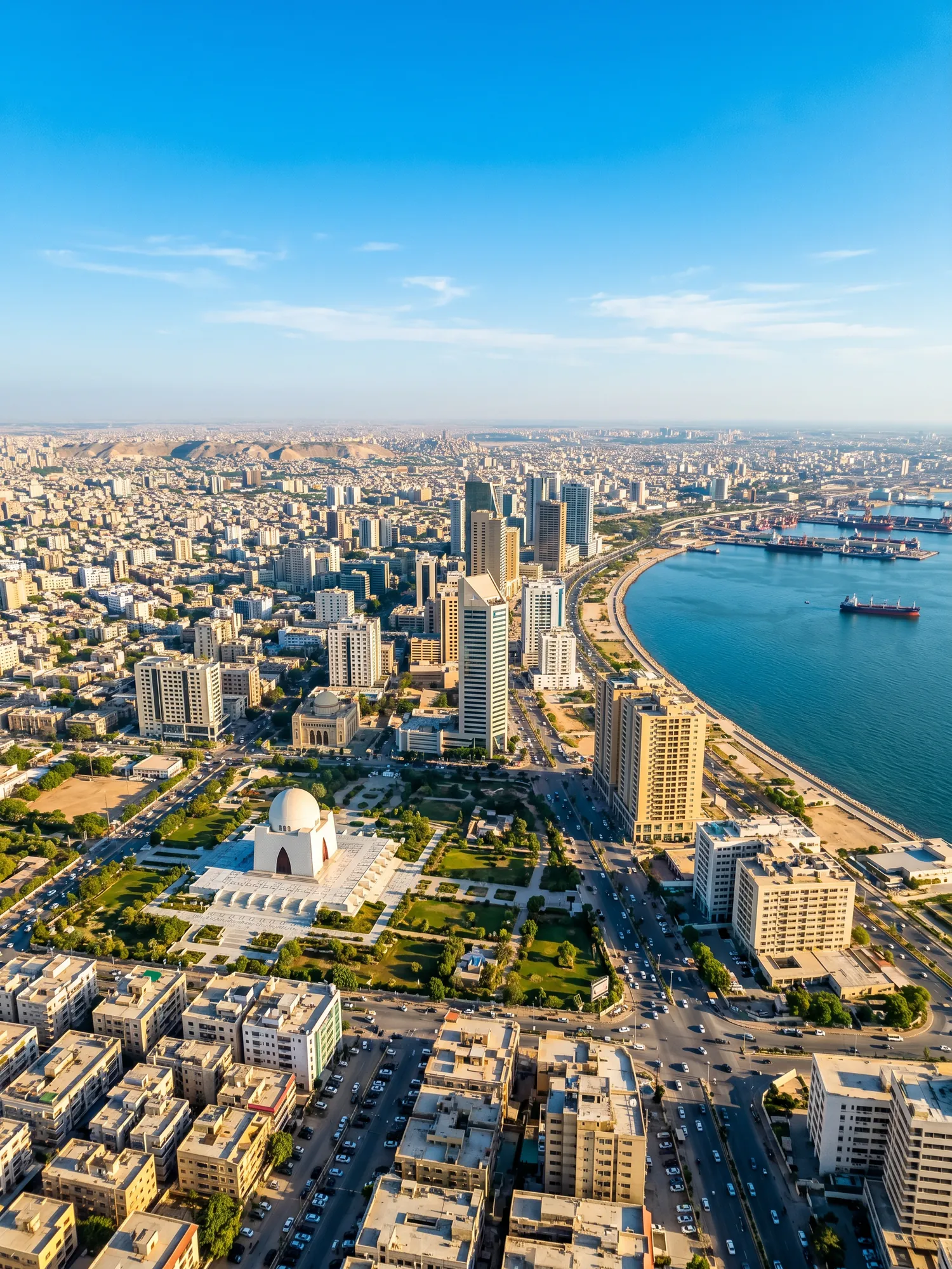 Image of Panoramic Cityscape View Of Karachi In Bright Daylight