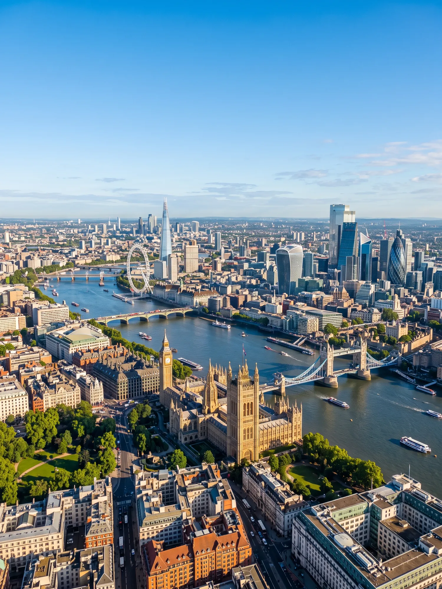 Image of Panoramic Cityscape View Of London In Bright Daylight