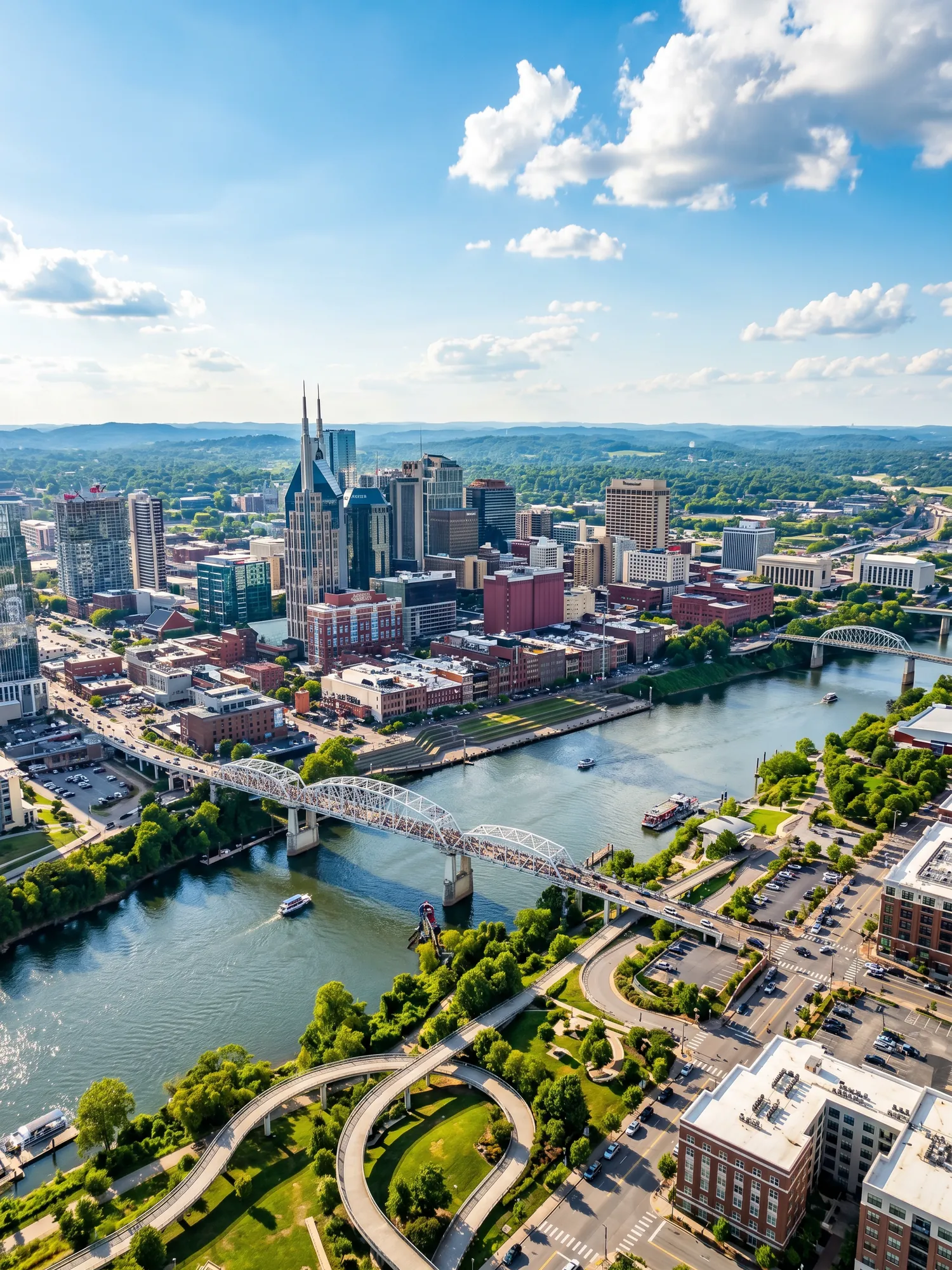 Image of Panoramic Cityscape View Of Nashville In Bright Daylight