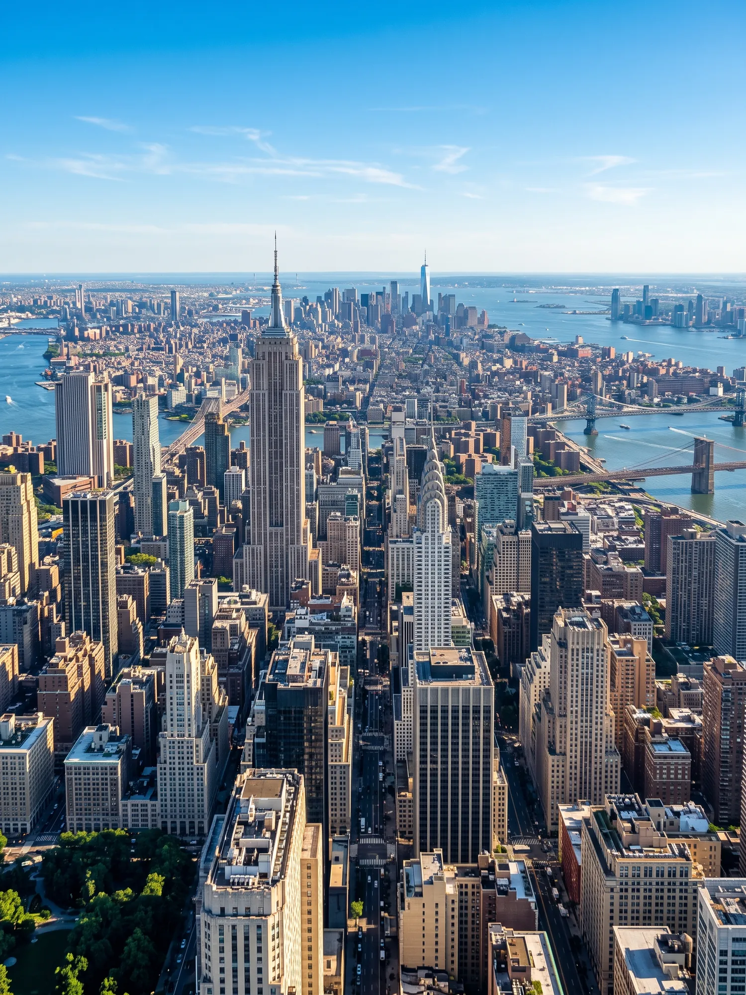 Image of Panoramic Cityscape View Of New York In Bright Daylight