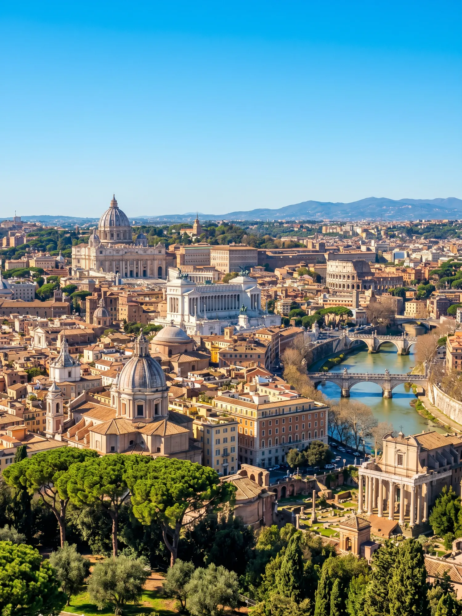 Image of Panoramic Cityscape View Of Rome In Bright Daylight