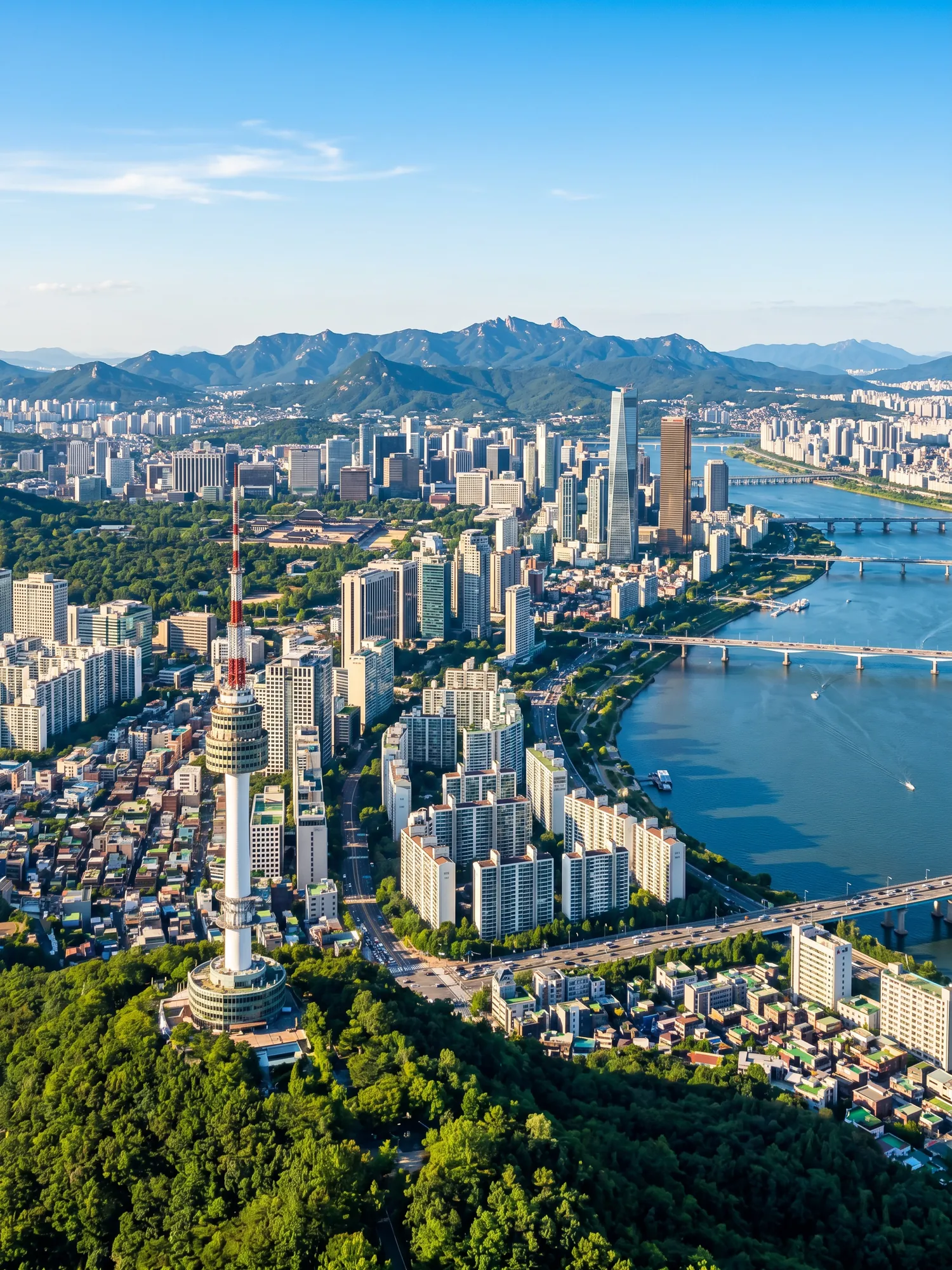 Image of Panoramic Cityscape View Of Seoul In Bright Daylight